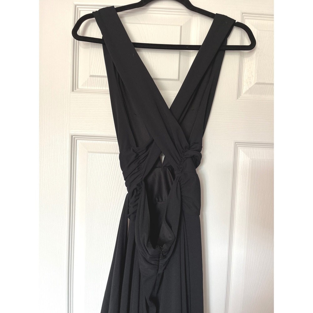 White House Black Market Black Wrap Midi Dress V-Neck Crisscross Back Size 6 - Picture 3 of 11